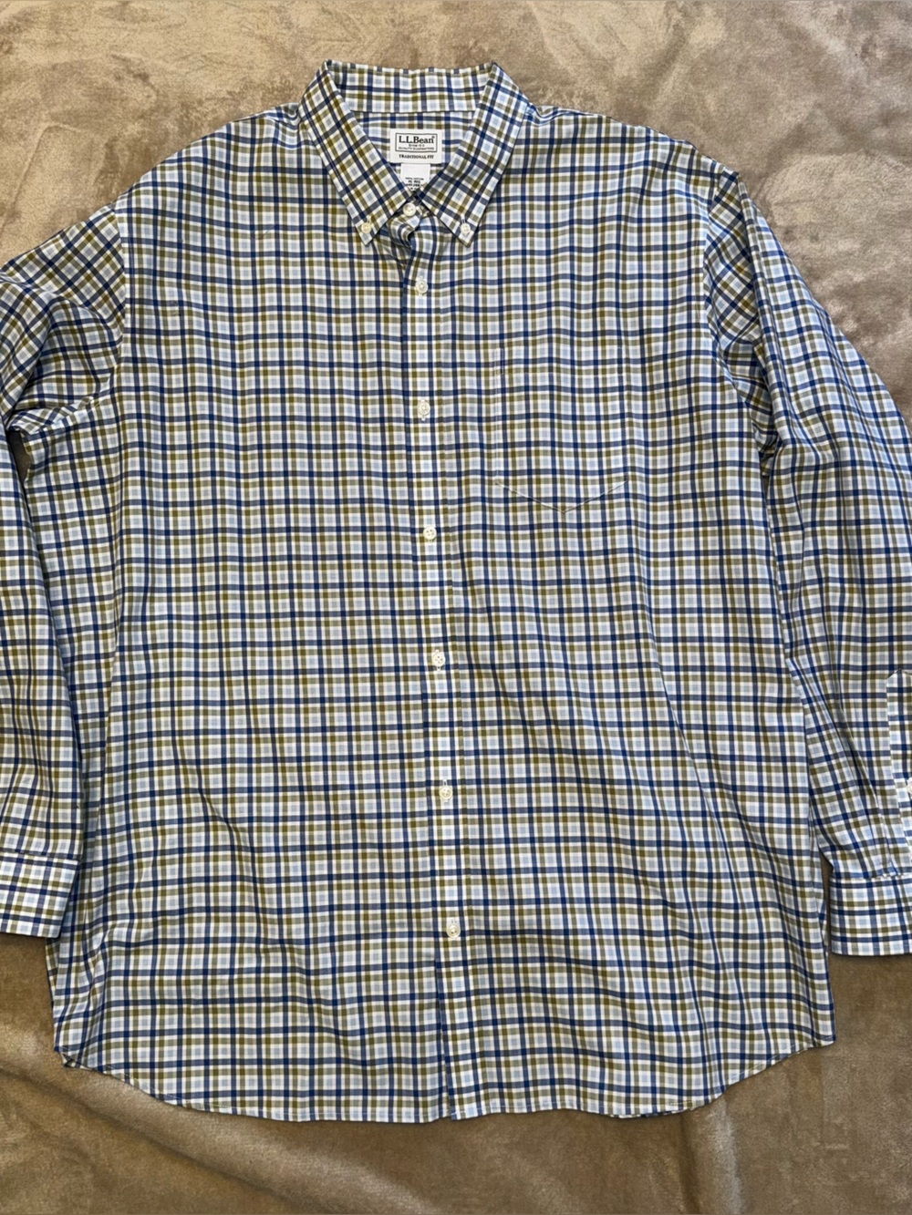 L.L. Bean Traditional Fit Plaid Long Sleeve Shirt XL Regular